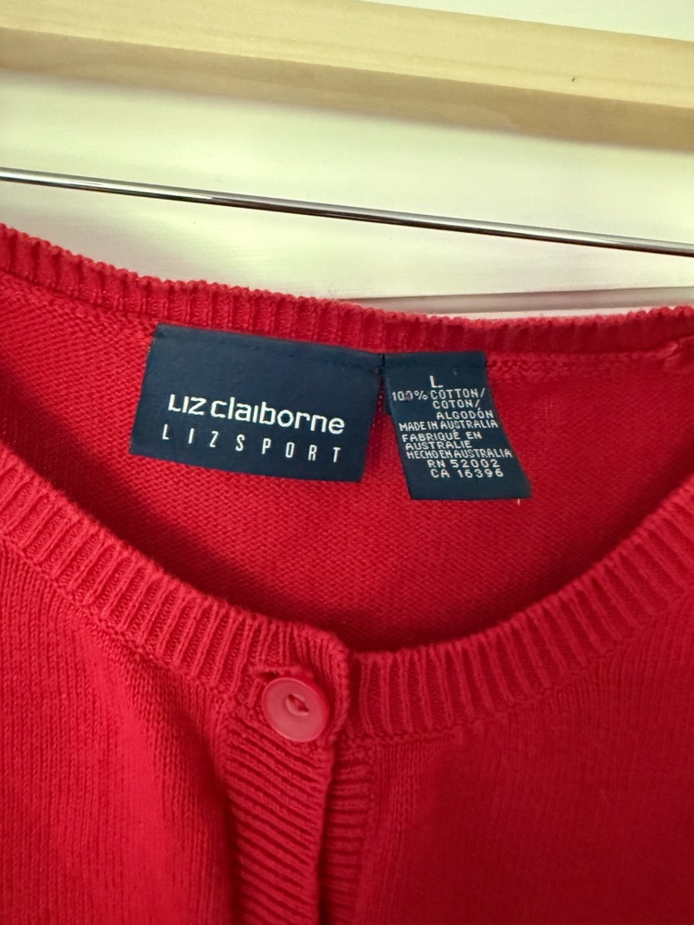 Liz Claiborne Liz Sport Bright Red Button-Up Cardigan